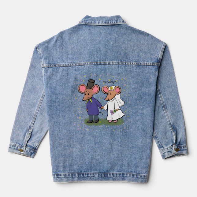Chaqueta Vaquera Ilustracion de personalizado de pareja de ratones (Reverso )