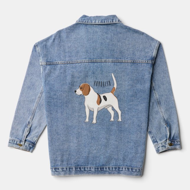 Chaqueta Vaquera Ilustracion de personalizado de perro Beagle (Reverso )