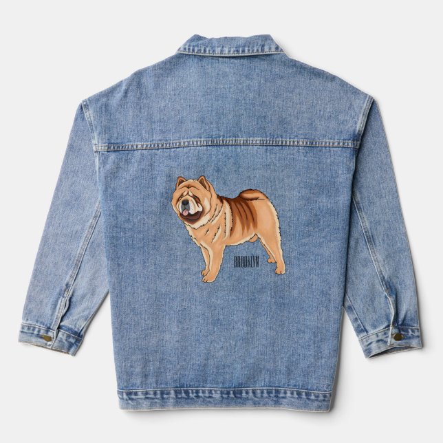 Chaqueta Vaquera Ilustracion de personalizado de perro Chow Chow (Reverso )