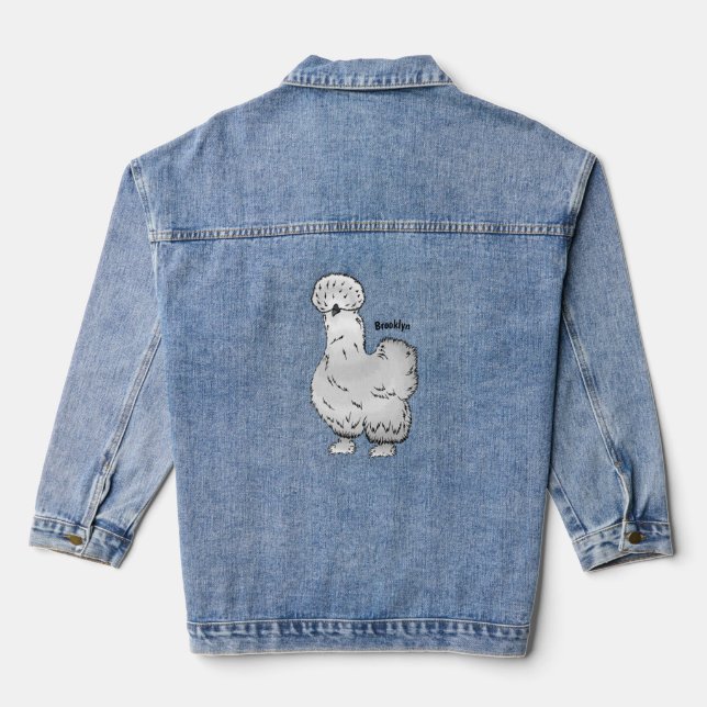Chaqueta Vaquera Ilustracion de personalizado de pollo de Silkie (Reverso )