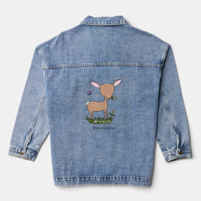 Chaqueta Vaquera Ilustracion de personalizado de venado lindo y fel (Reverso )