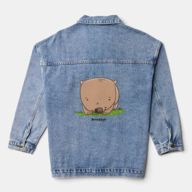 Chaqueta Vaquera Ilustracion de personalizado de wombat para bebé l (Reverso )