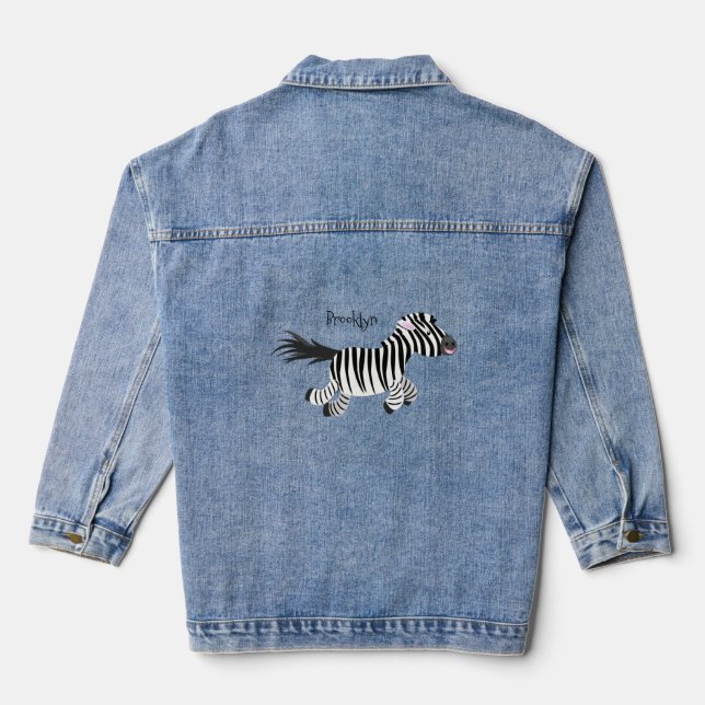 Chaqueta Vaquera Ilustracion de personalizado de zebra graciosa (Reverso )