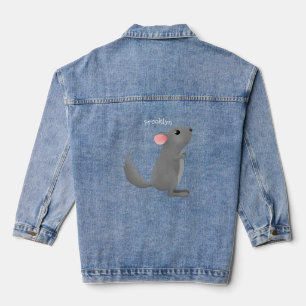 Chaqueta Vaquera Ilustracion personalizado chinchilla gris suave
