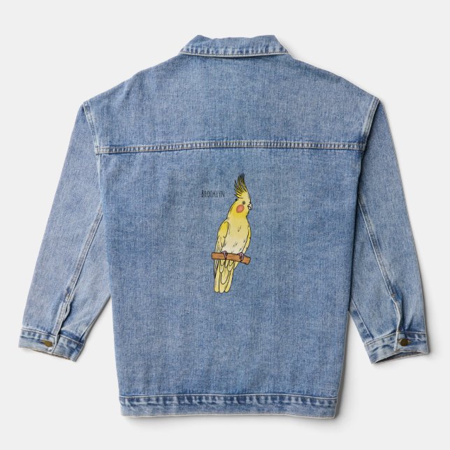 Chaqueta Vaquera Ilustracion personalizado de aves de Cockatiel (Reverso )