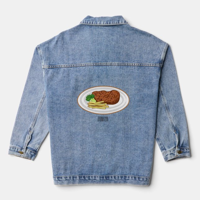 Chaqueta Vaquera Ilustracion personalizado de carne (Reverso )