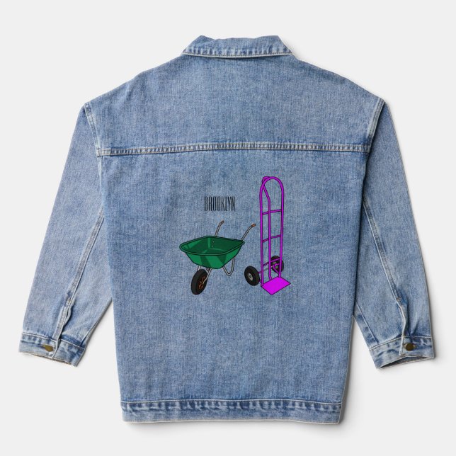 Chaqueta Vaquera Ilustracion personalizado de carretillas y carrito (Reverso )