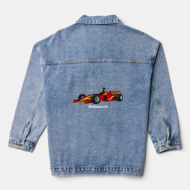 Chaqueta Vaquera Ilustracion personalizado de coches de carreras de (Reverso )