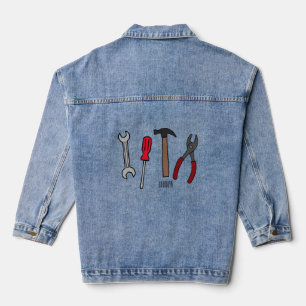 Chaqueta Vaquera Ilustracion personalizado de herramientas de carpi