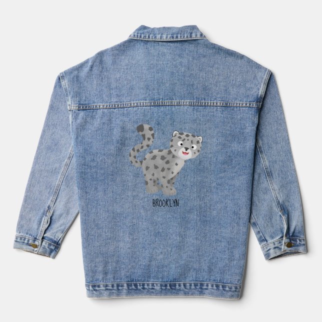 Chaqueta Vaquera Ilustracion personalizado de leopardo de las nieve (Reverso )