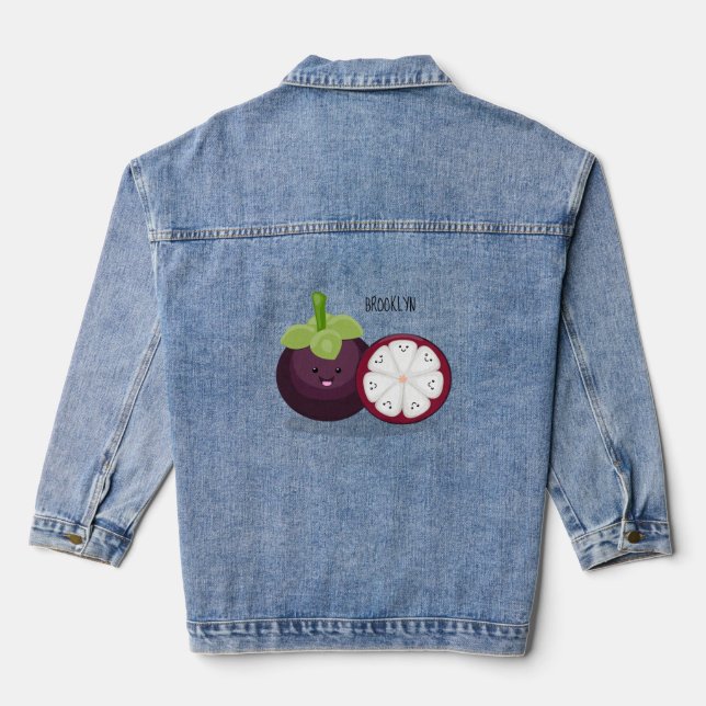 Chaqueta Vaquera Ilustracion personalizado de mangostino morado (Reverso )