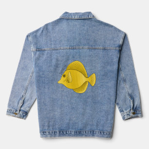 Chaqueta Vaquera Ilustracion personalizado de pescado tango amarill
