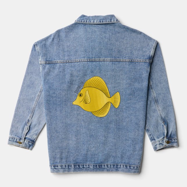 Chaqueta Vaquera Ilustracion personalizado de pescado tango amarill (Reverso )