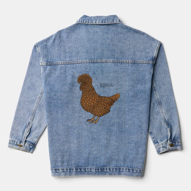 Chaqueta Vaquera Ilustracion personalizado de pollo polaco Chamois (Reverso )