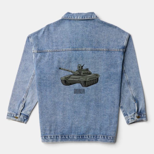 Chaqueta Vaquera Ilustracion personalizado de tanques (Reverso )