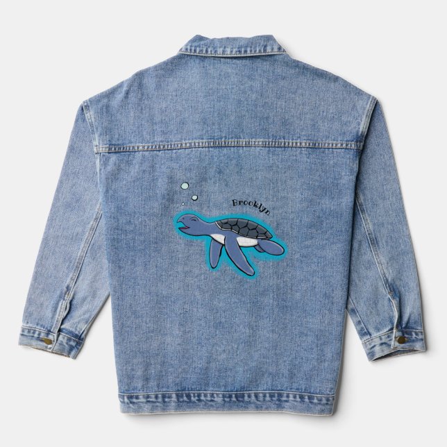Chaqueta Vaquera Ilustracion personalizado de tortuga marina de beb (Reverso )