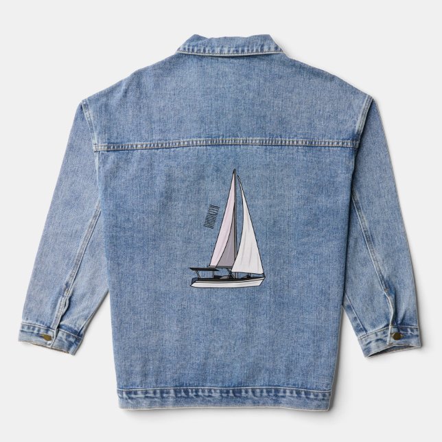 Chaqueta Vaquera Ilustracion personalizado de velero (Reverso )