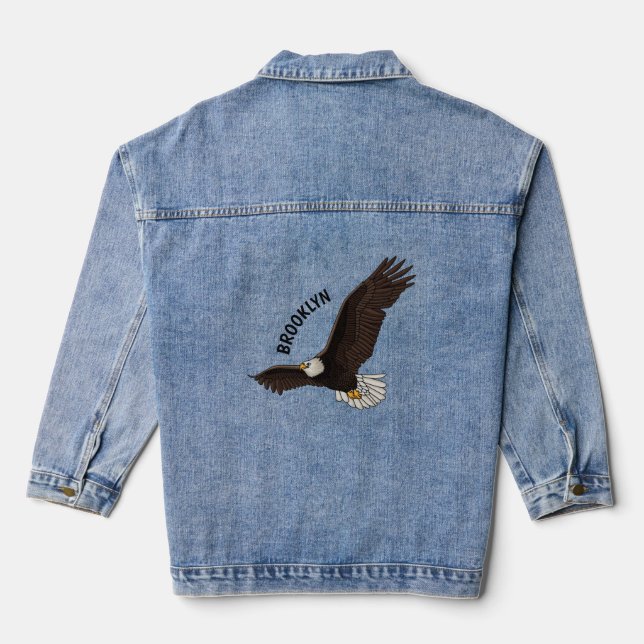 Chaqueta Vaquera Ilustracion personalizado del águila calva (Reverso )