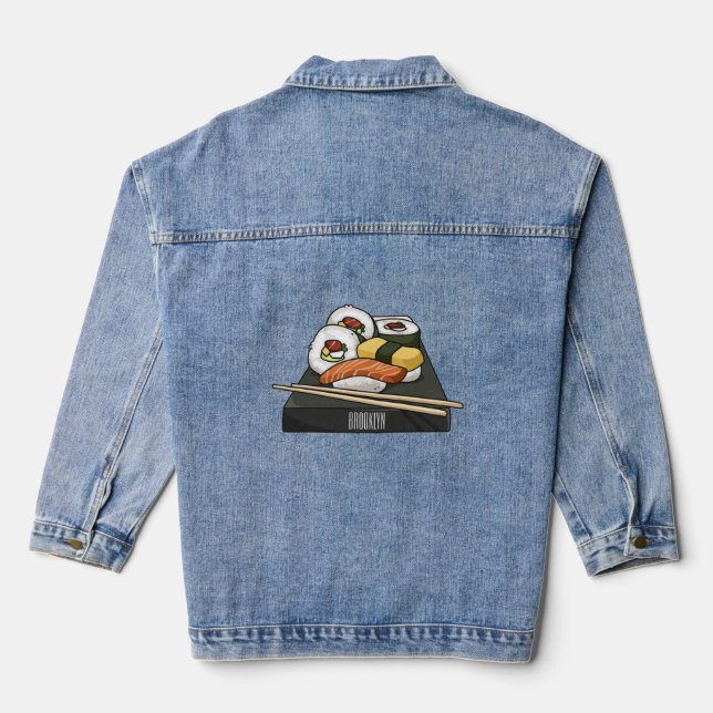 Chaqueta Vaquera Ilustracion personalizado Sushi (Reverso )