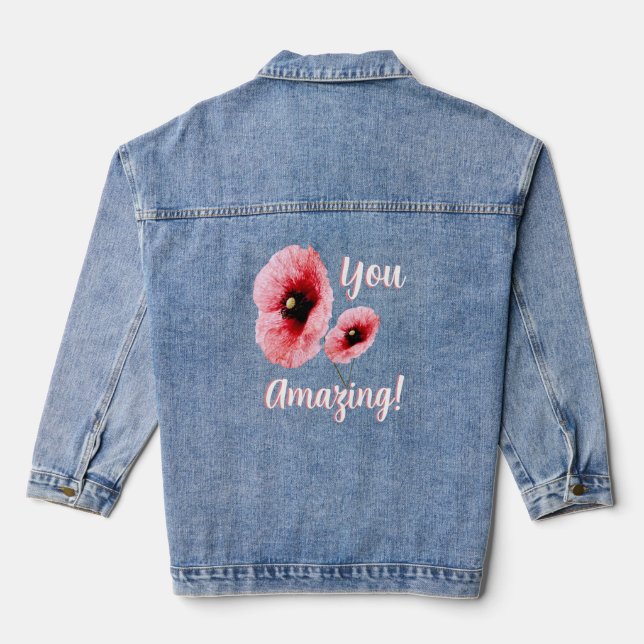 Chaqueta Vaquera Increíble Floral Rojo de Mujer (Reverso )