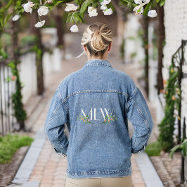 Chaqueta Vaquera Iniciales blancas clásicas con flores y ramas