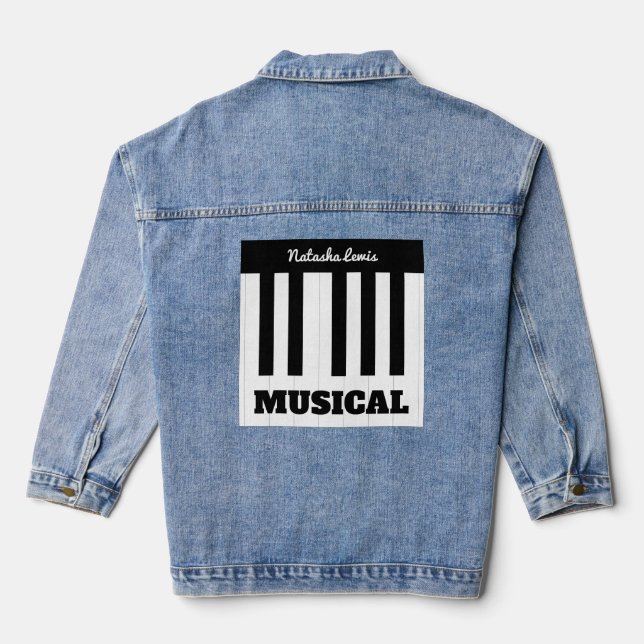 Chaqueta Vaquera Instrumento musical de Piano Keys personalizado (Reverso )
