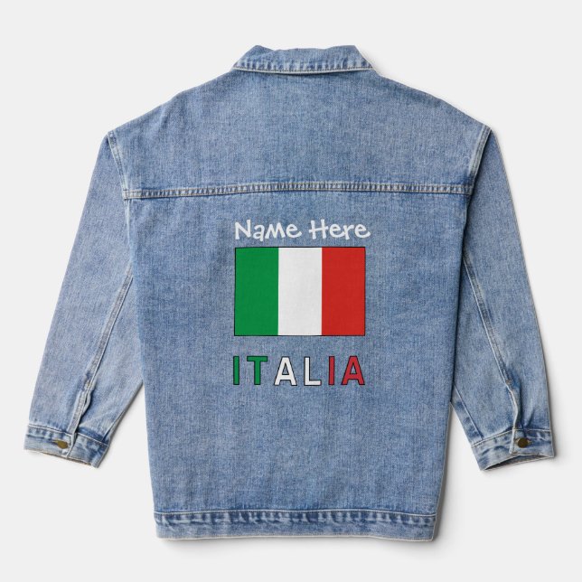Chaqueta Vaquera Italia y Bandiera Italiana Personalización Negra (Reverso )