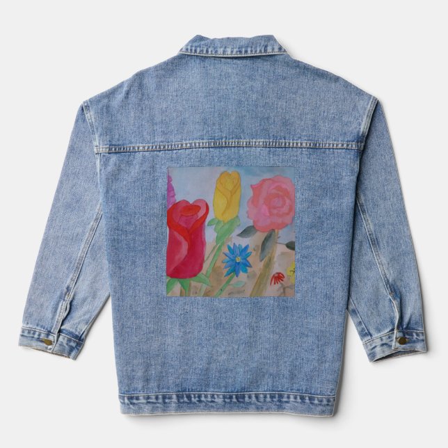 Chaqueta Vaquera Jardín de flores de verano (Reverso )