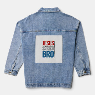 Chaqueta Vaquera Jesús salva diseño de tipografía cristiana para ca