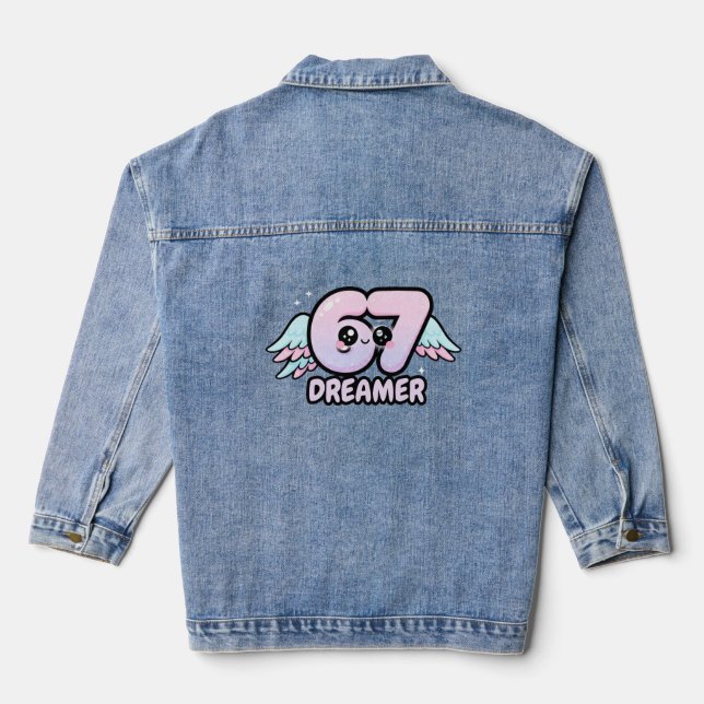 Chaqueta Vaquera Kawaii "67 Dreamer" – Cute Pastel Angel Number  (Reverso )