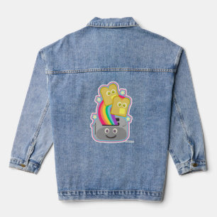 Chaqueta Vaquera Kawaii: Tostada arcoiris Divertida, Personalizado