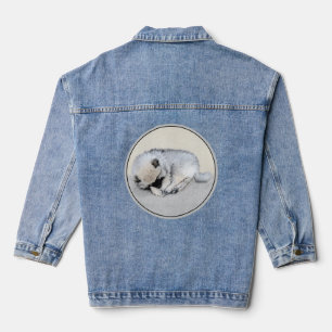 Chaqueta Vaquera Keeshond Sleeping Pinting Pintura Original De Perr