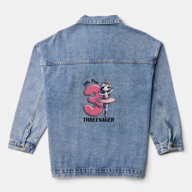 Chaqueta Vaquera Kids Little Miss Threenager Three 3rd Birthday Gir (Reverso )