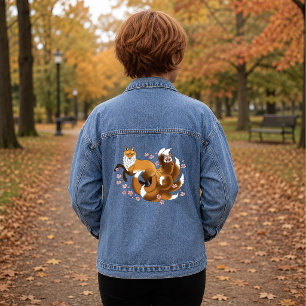 Chaqueta Vaquera Kitsune Zorro Caprichoso Flor de Cerezo Azul Fanta