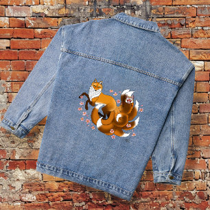 Chaqueta Vaquera Kitsune Zorro Caprichoso Flor de Cerezo Azul Fanta