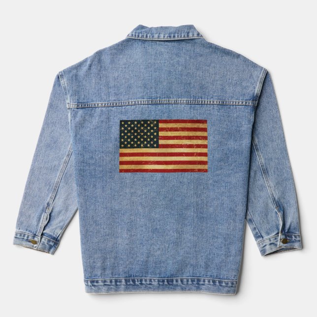 Chaqueta Vaquera La bandera ondulada de los Estados Unidos (Reverso )