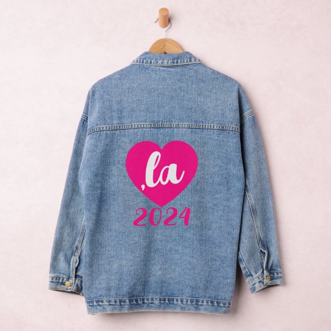 Chaqueta Vaquera ,la KAMALA corazón 2024 texto de escritura rosa ca (Hangar)
