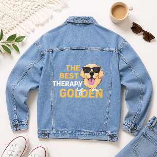 Chaqueta Vaquera La mejor terapia es un Golden con gafas de sol