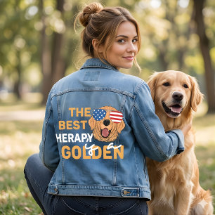 Chaqueta Vaquera La mejor terapia es un Golden Retriever – Patrióti