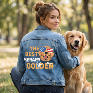 Chaqueta Vaquera La mejor terapia es un Golden Retriever – Patrióti