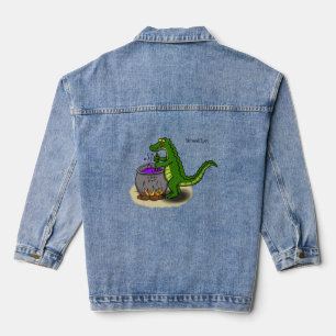 Chaqueta Vaquera Lagarto verde divertido dibujo animado de cocina