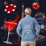 Chaqueta Vaquera Las Vegas Bachelorette Party Audaz Tipografía<br><div class="desc">Una bonita chaqueta de denim con el nombre de la soltera en una tipografía en negrita blanca. Excelente para tus chicas en la franja de Las Vegas. Para cambiar el texto,  haga clic en el botón de personalización.</div>