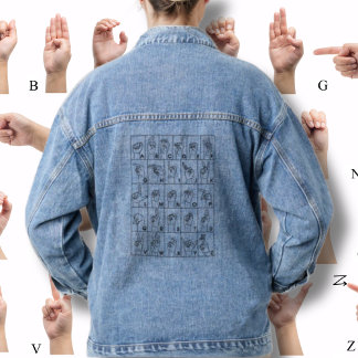 Chaqueta Vaquera Lenguaje de Rótulo americano ASL Alpabet Blue