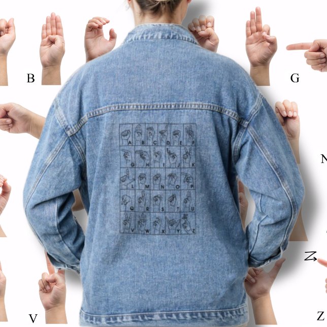 Chaqueta Vaquera Lenguaje de Rótulo americano ASL Alpabet Blue (Subido por el creador)
