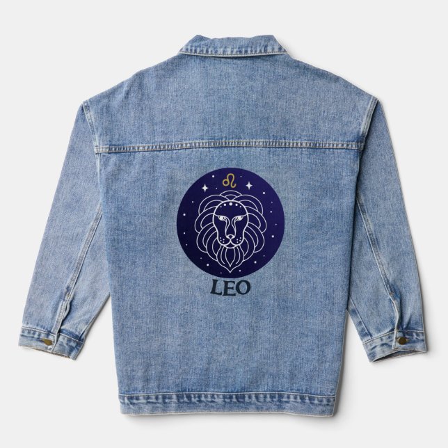 Chaqueta Vaquera Leo Lion Zodiac Rótulo Diseño Denim Jacket (Reverso )