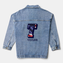 Chaqueta Vaquera Letra estadounidense de bandera para personalizar 