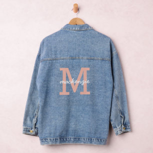 Chaqueta Vaquera Letra inicial rosada monogramada personalizada
