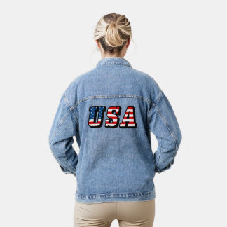 Chaqueta Vaquera Letras de la bandera de los Estados Unidos