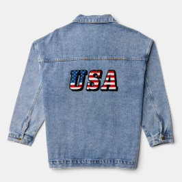 Chaqueta Vaquera Letras de la bandera de los Estados Unidos