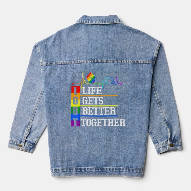 Chaqueta Vaquera Lgbt Life - Gets - Better - Together Heartbeat Rai (Reverso )